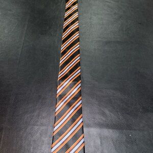 Classic Black and Orange Striped Tie for Formal Occasions